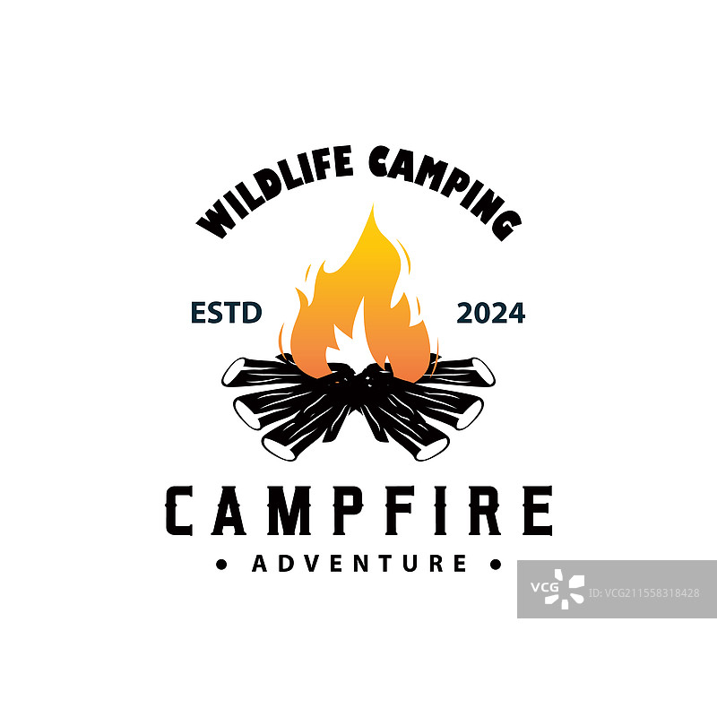 木材与火焰的设计标志，篝火营火图片素材
