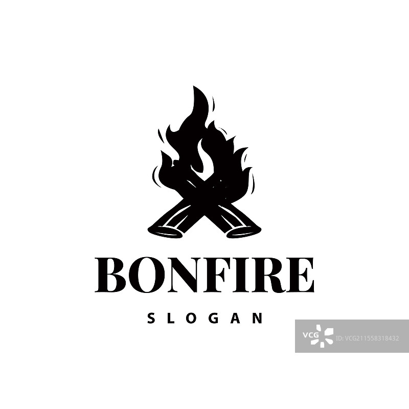木材与火焰的标志，篝火营火图片素材