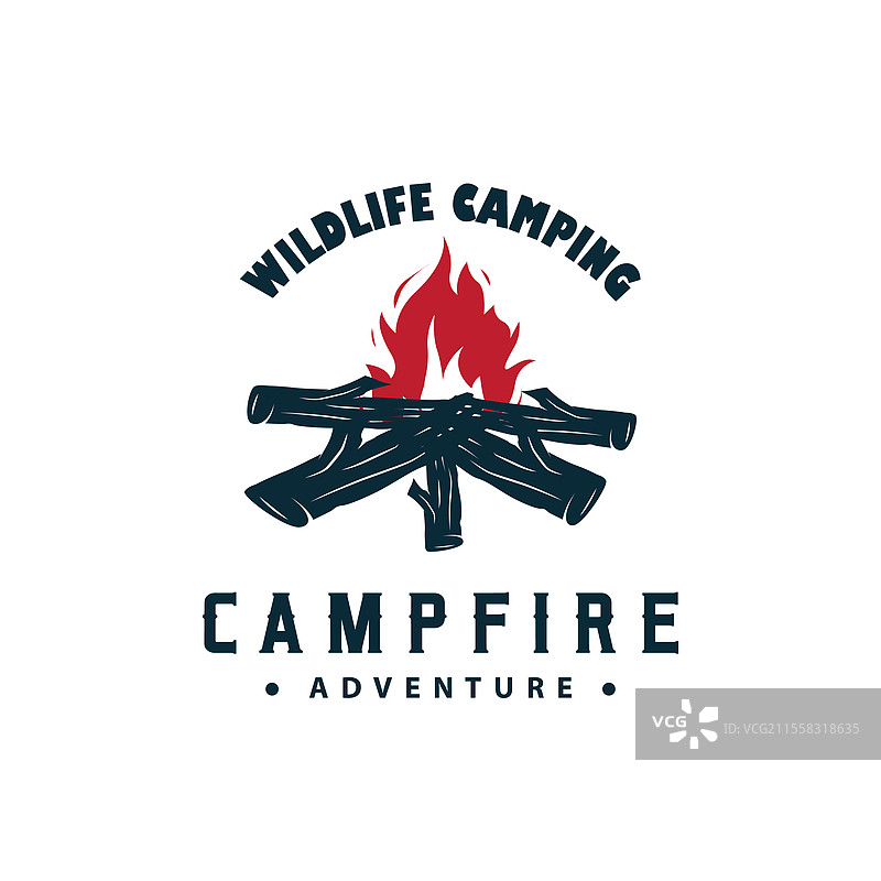 木材与火焰的设计标志，篝火与营火图片素材