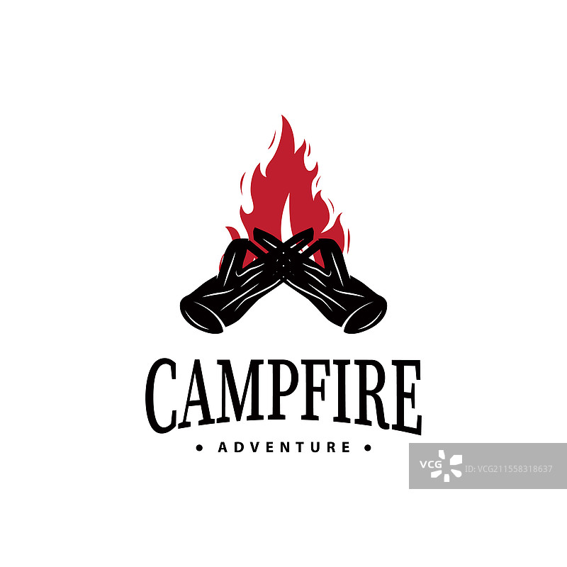 木材与火焰的设计标志，篝火与营火图片素材