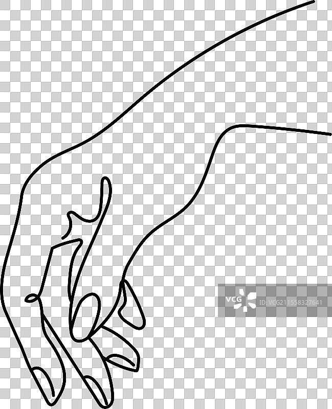 单线画中的女性手牵手图片素材