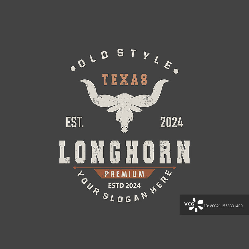 复古农场长角牛动物标志设计图片素材