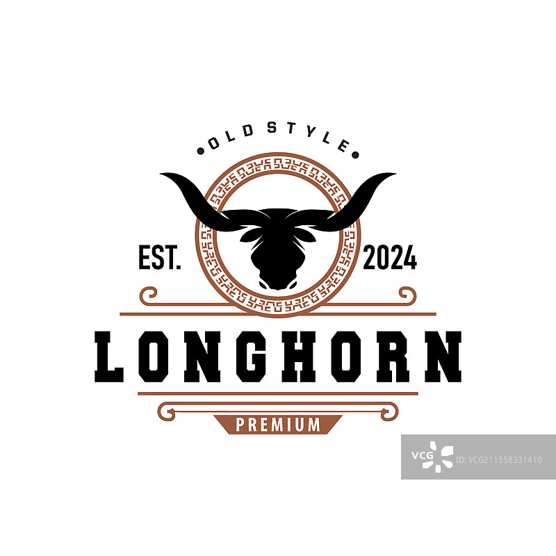 长角牛动物标志设计 农场 复古 怀旧图片素材