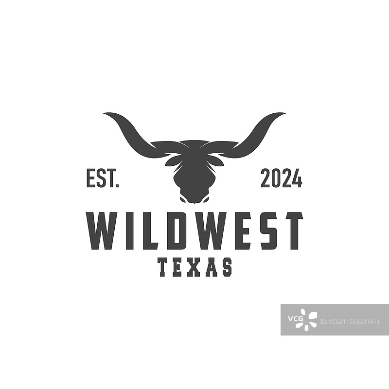 复古农场长角牛动物标志设计图片素材