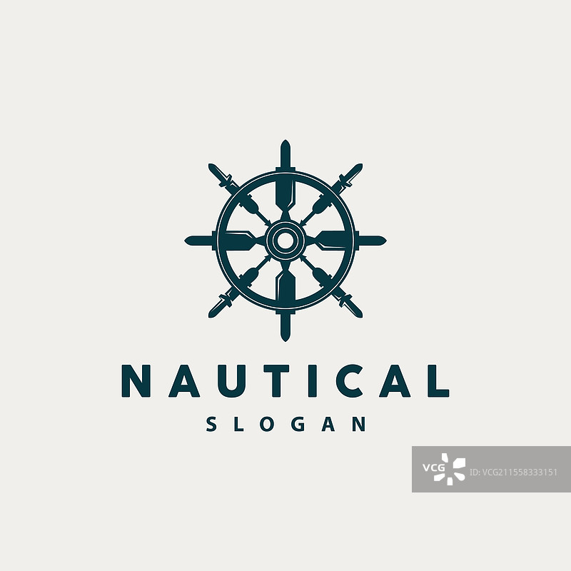 优雅的船舶舵标志，简约的海洋风格图片素材