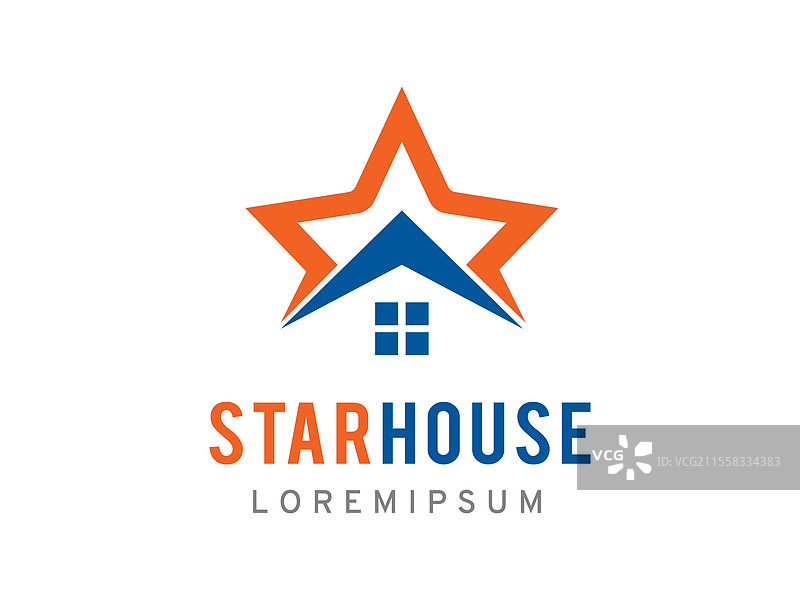 星形房屋标志符号或图标模板图片素材