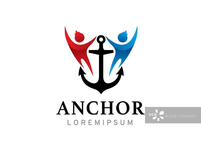 人和锚的标志符号或图标模板图片素材