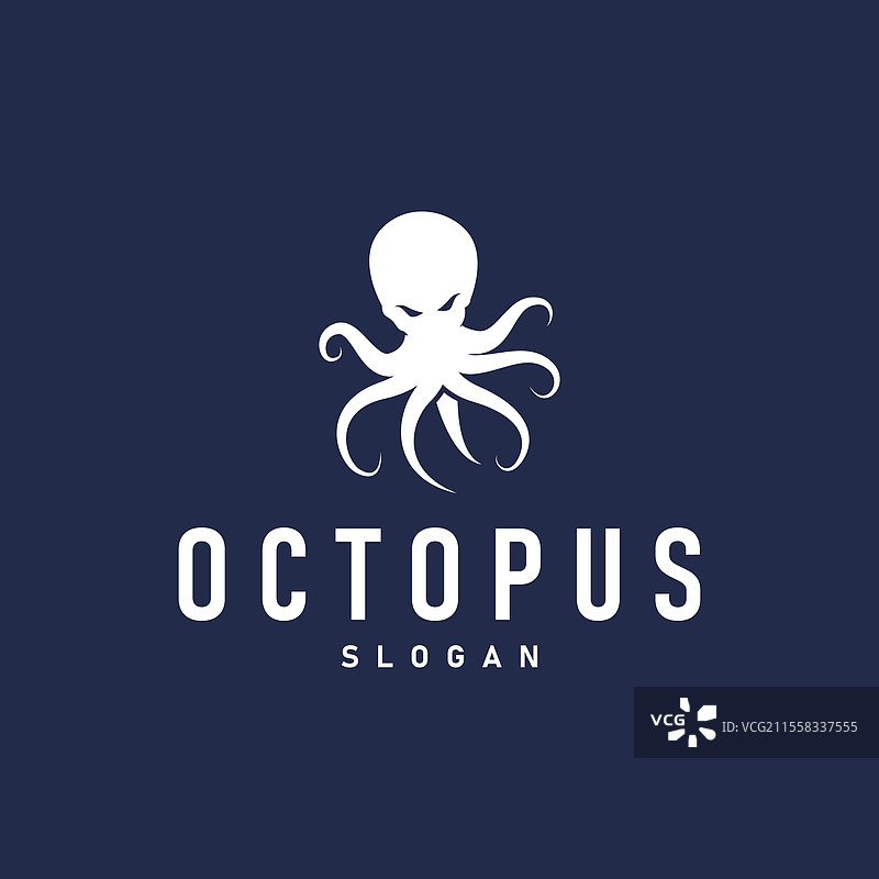 老式复古章鱼标志设计，海洋主题图片素材