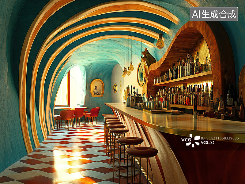 【AI数字艺术】酒吧写实风故事插图图片素材