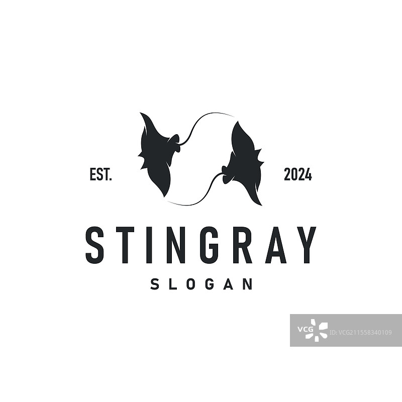 简单的海洋动物设计：鳐鱼标志图片素材