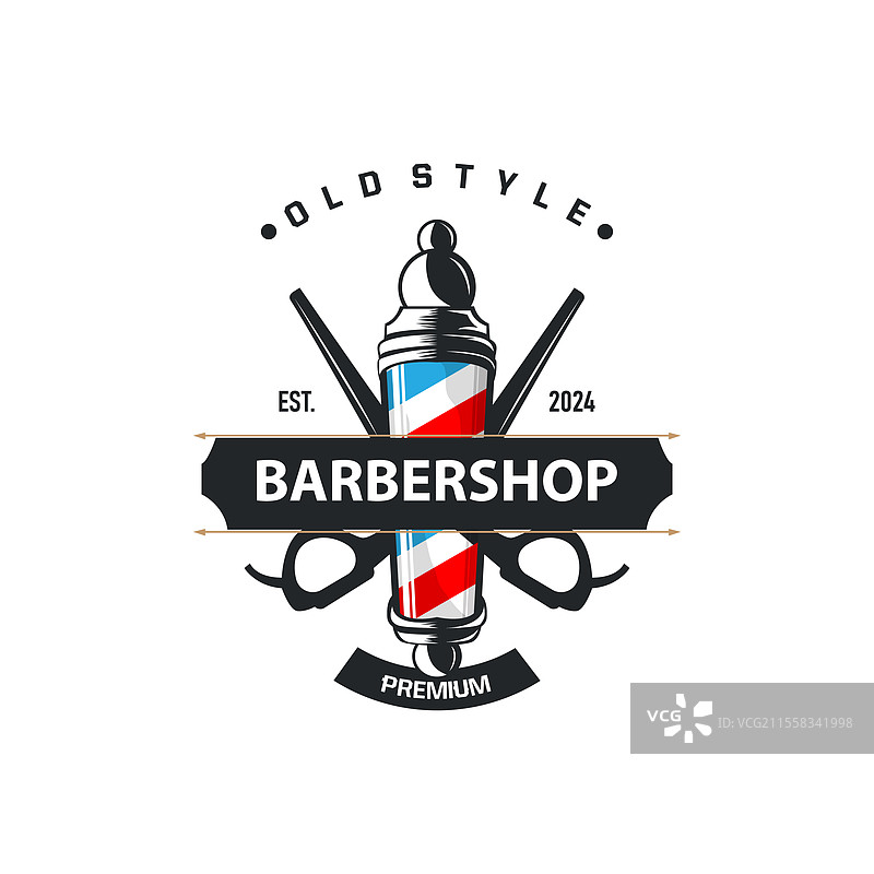 理发店标志，理发剪刀，复古老式设计图片素材