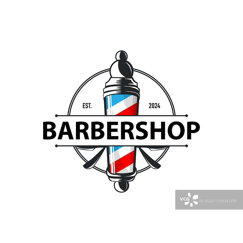 理发店标志，理发剪刀，复古老式设计图片素材