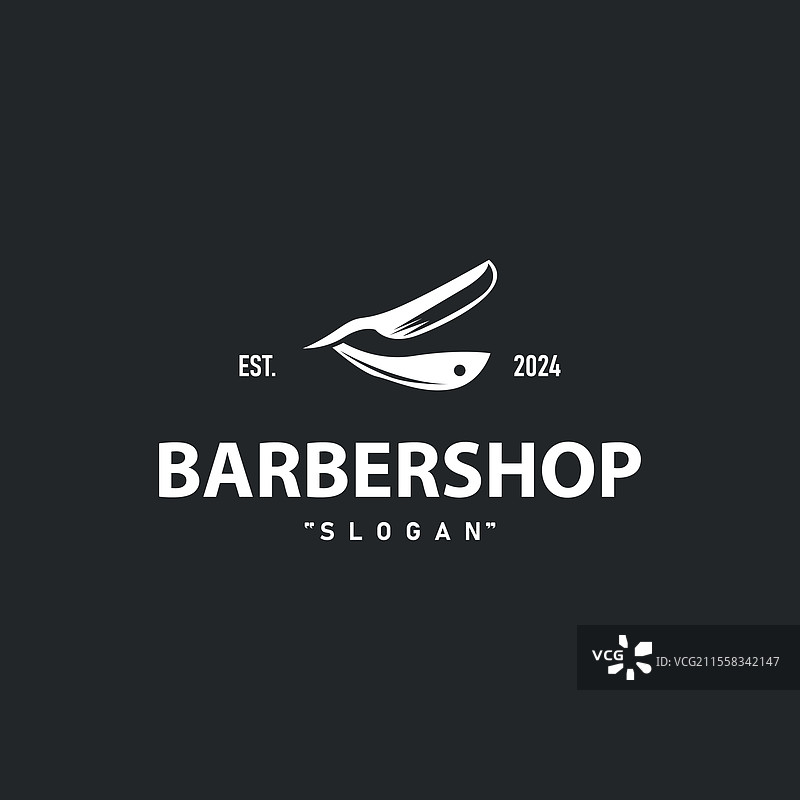 理发店标志，理发剪刀，复古老式设计图片素材