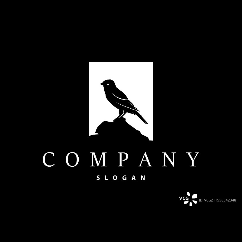 简单的黑色鸟类剪影标志概念设计图片素材