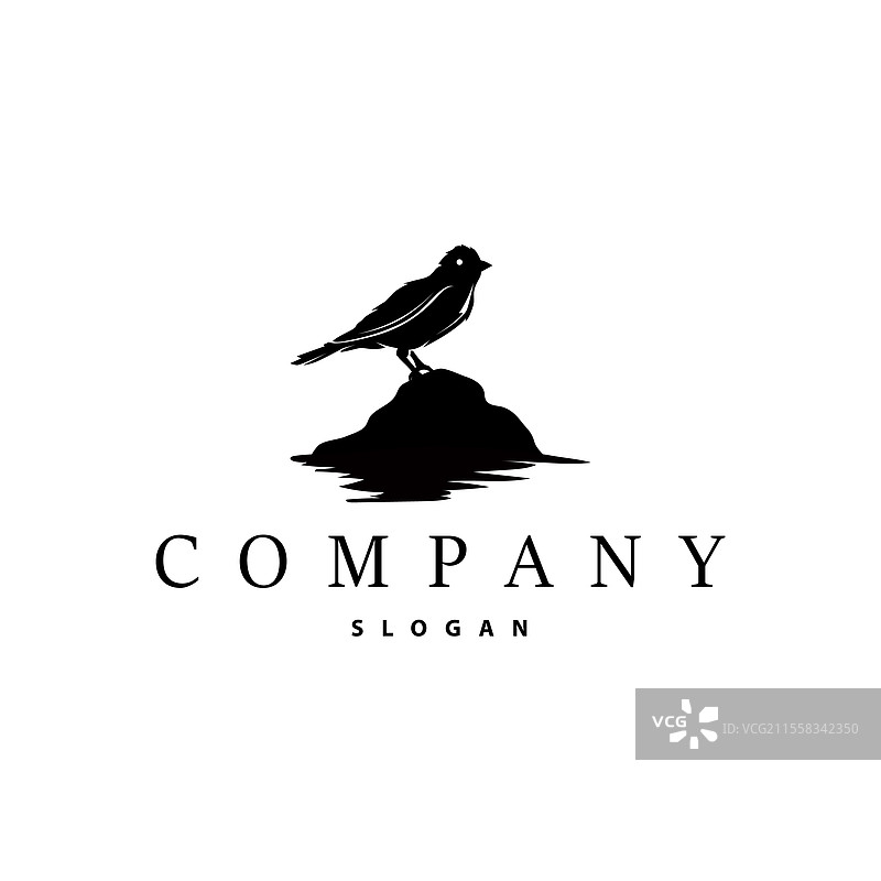 简单的黑色鸟类剪影标志概念设计图片素材