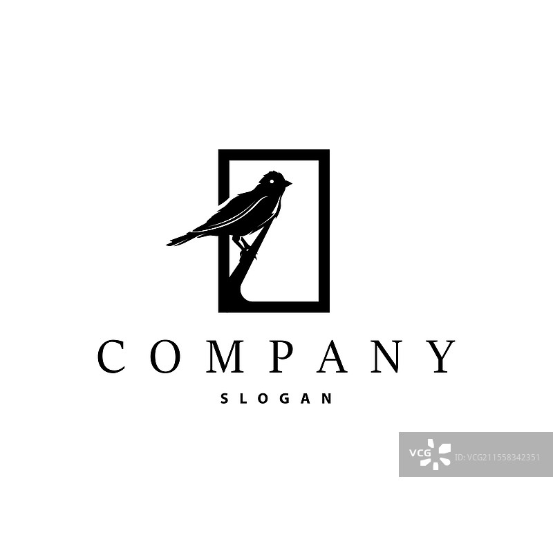 简单的黑色鸟类轮廓标志概念设计图片素材