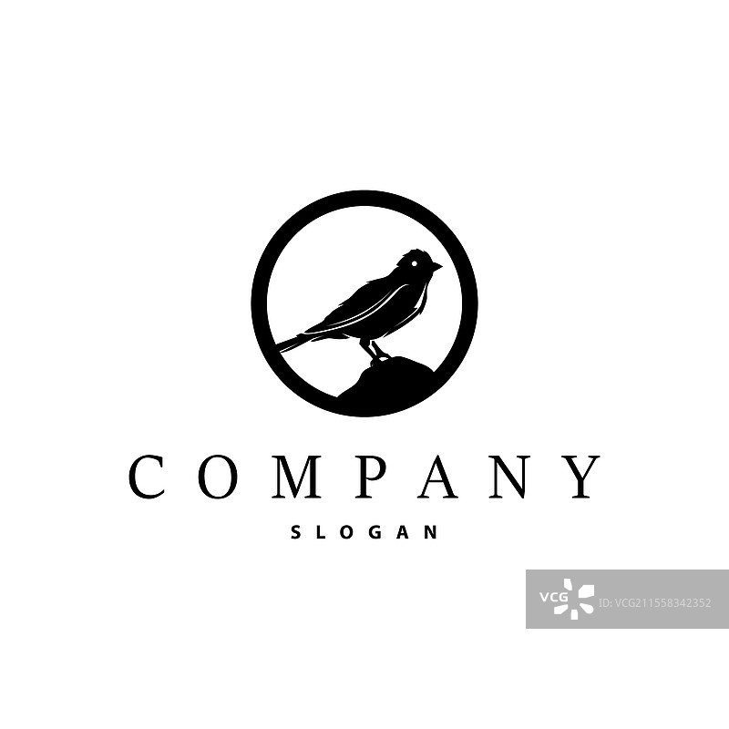 简单的黑色鸟类剪影标志概念设计图片素材