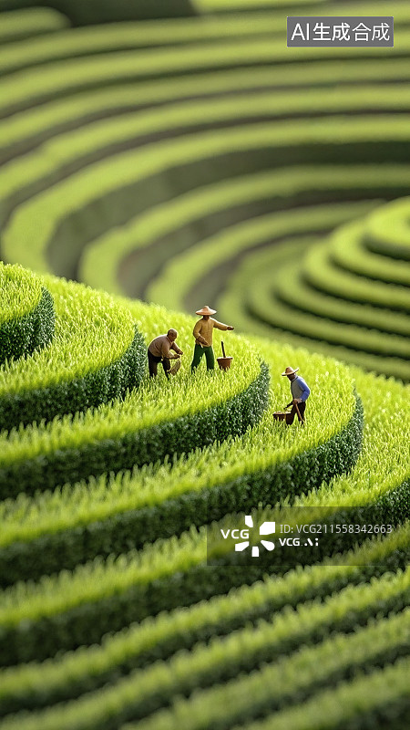 【AI数字艺术】梯田-微缩摄影图片素材