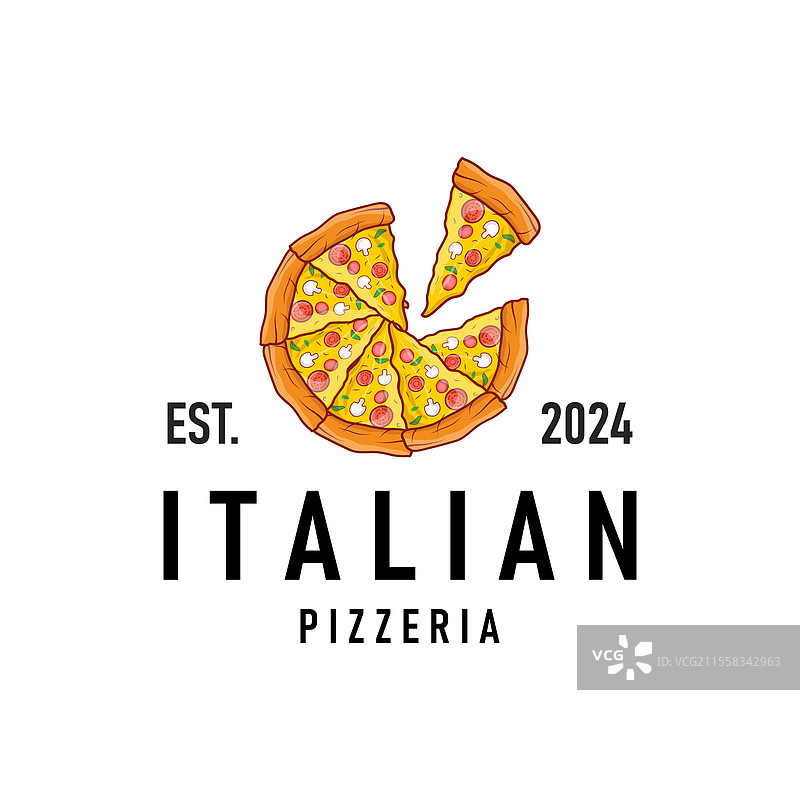 正宗意大利美食设计披萨标志比萨店图片素材