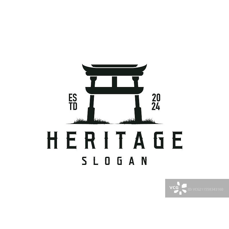 简约风格的鸟居门logo设计模板图片素材