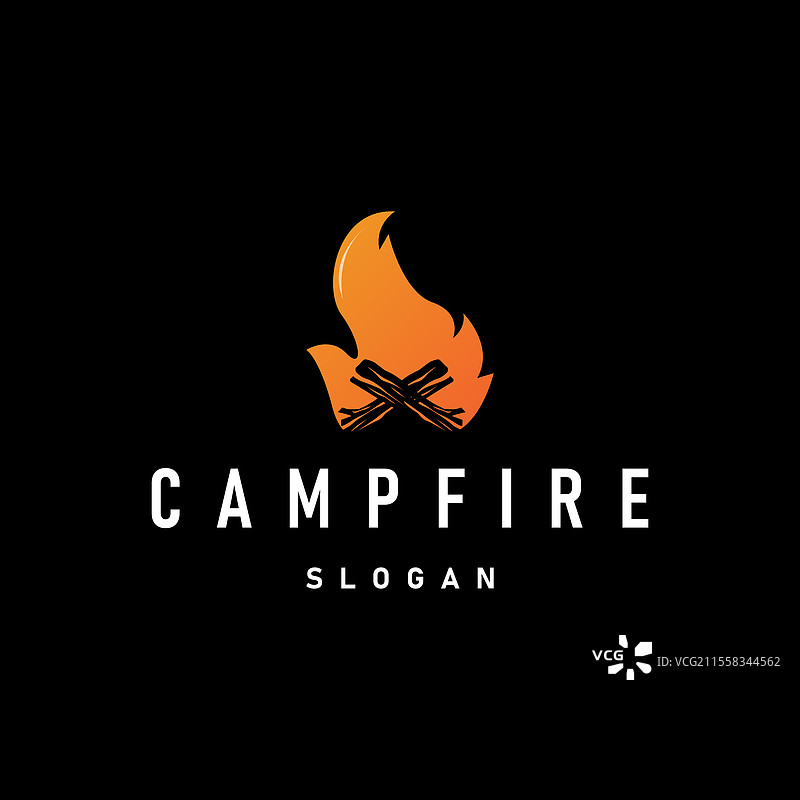木材与火焰的标志，篝火营火图片素材