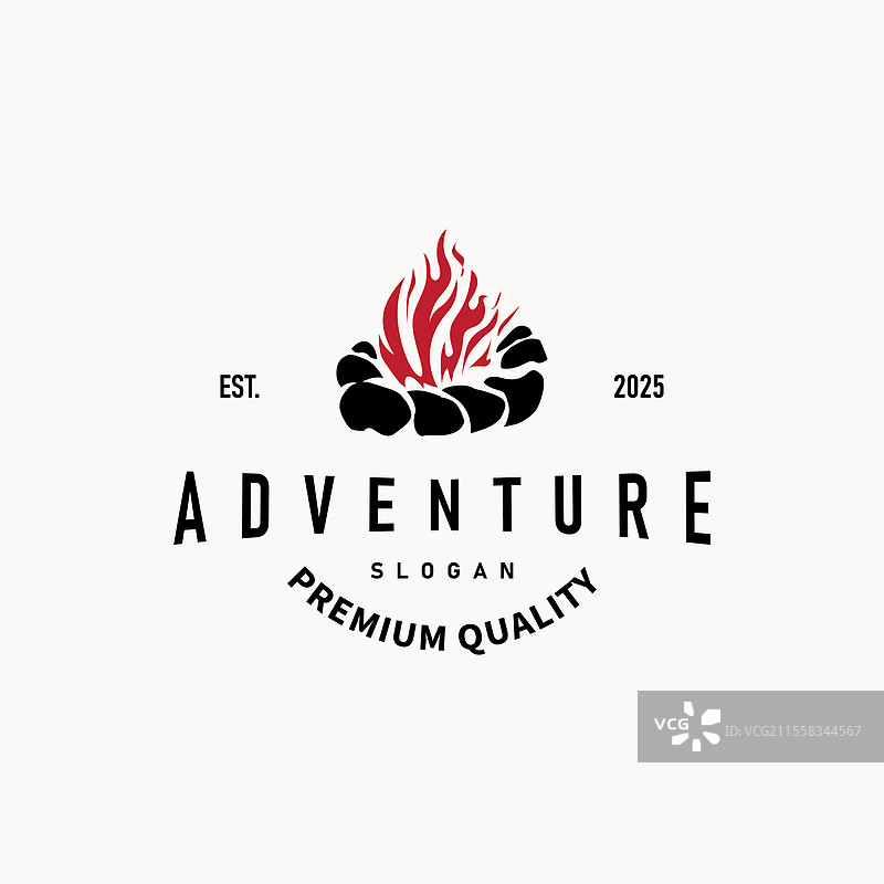 木材与火焰的标志设计，篝火与营火图片素材