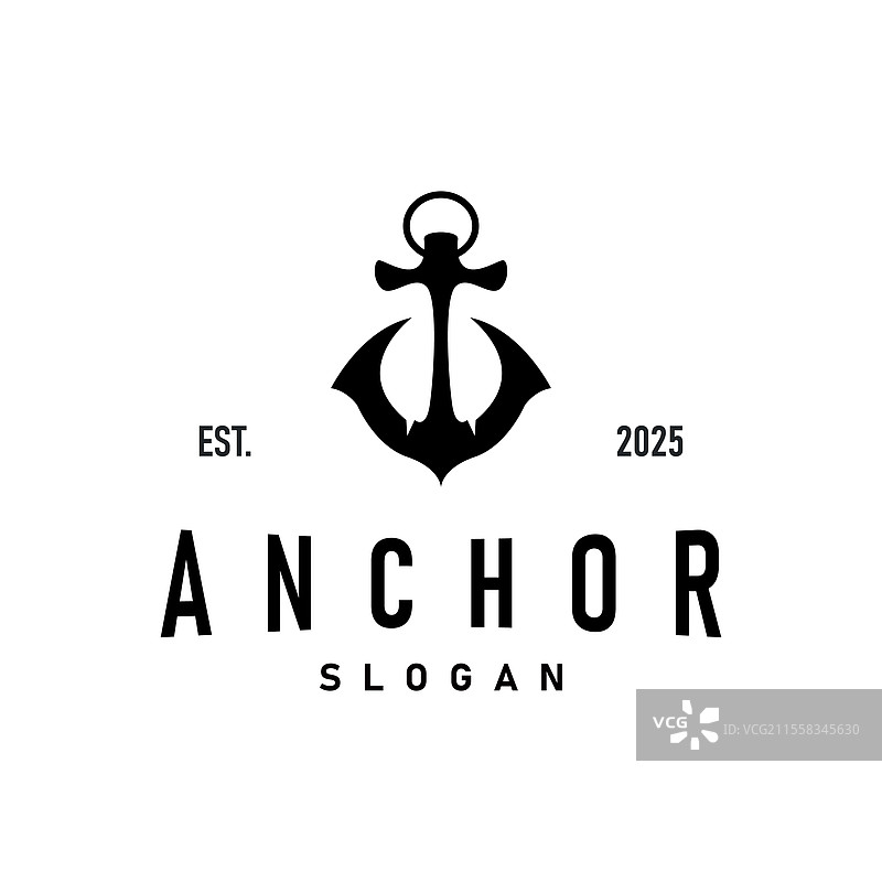 简单的海洋水手设计轮廓锚标志图片素材