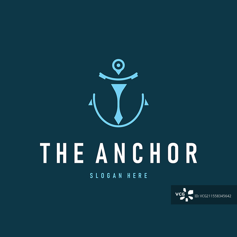 简单的海洋水手设计轮廓锚标志图片素材