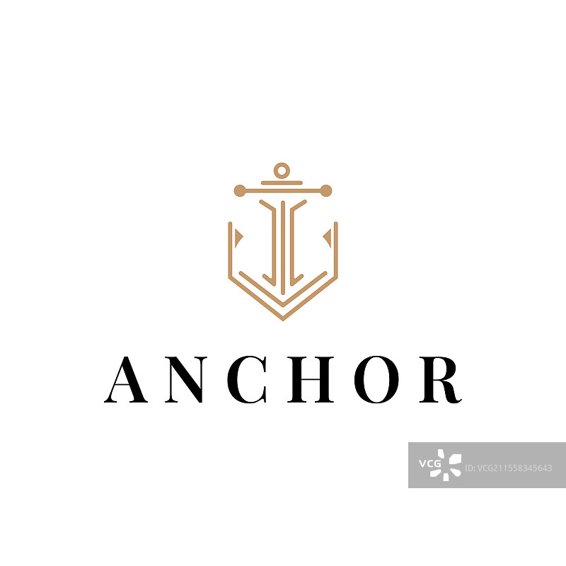简单的海洋水手设计轮廓锚标志图片素材