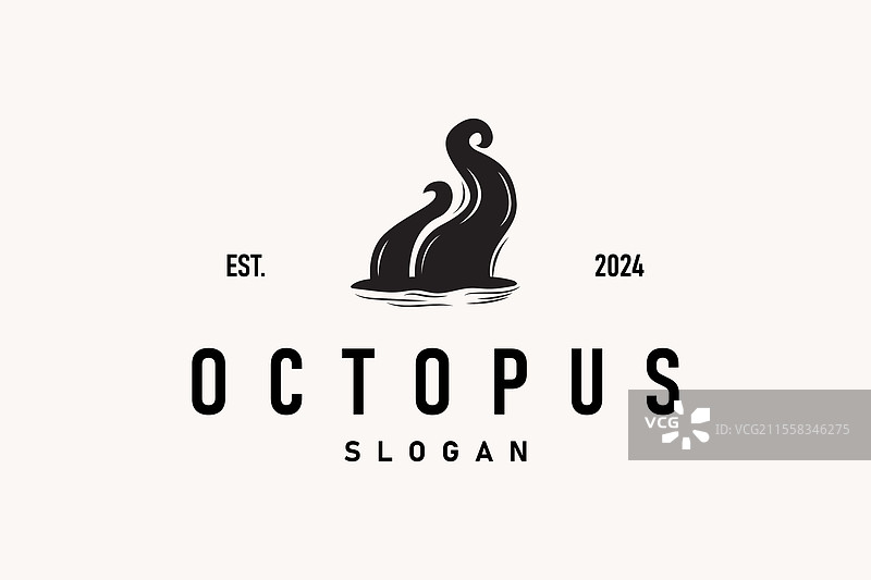 老式复古章鱼标志设计，海洋主题图片素材