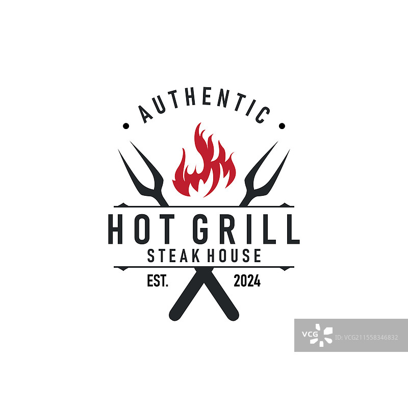 带有复古烧烤标志的餐厅设计图片素材