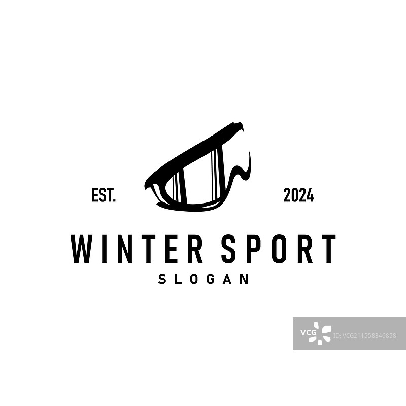 滑雪运动标志 冬季雪地运动设计 复古风格图片素材