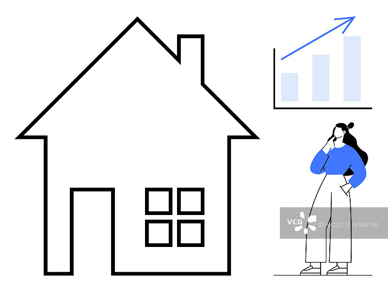 房地产增长概念与简化房屋图片素材