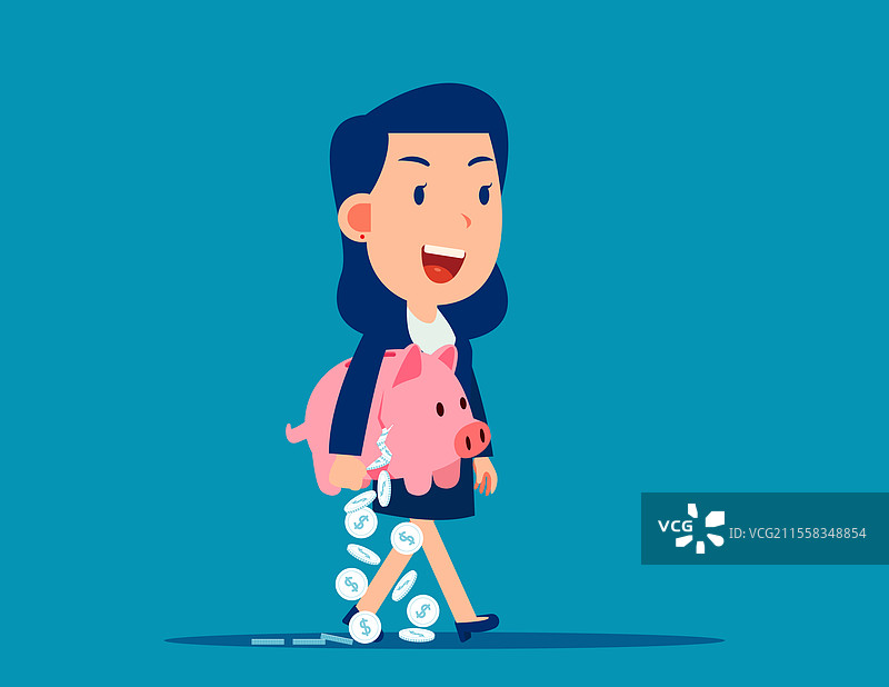 拿着破裂的储蓄罐，失去储蓄图片素材