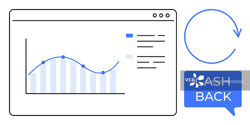 带有折线图和现金返还的数据仪表板图片素材