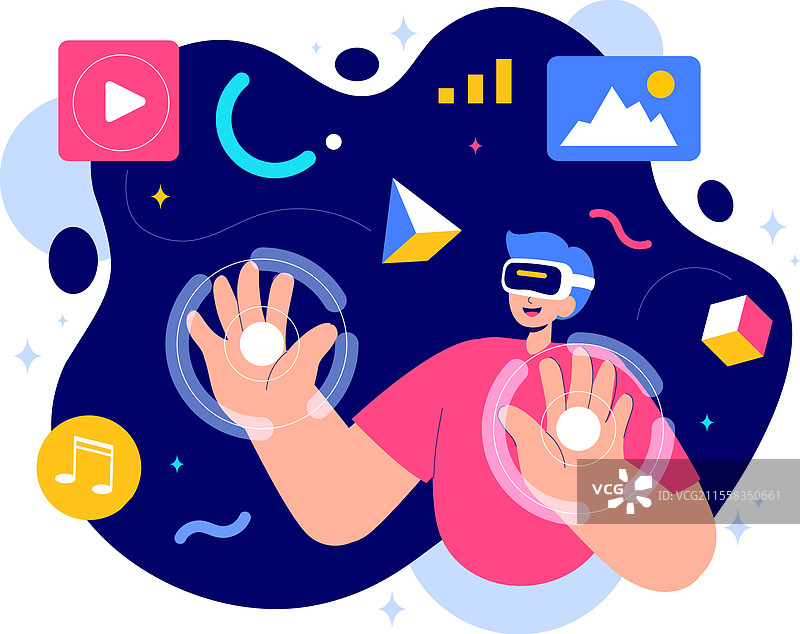 元宇宙数字虚拟现实中的一个人图片素材