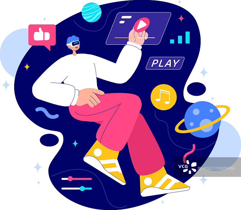 元宇宙数字虚拟现实中的一个人图片素材