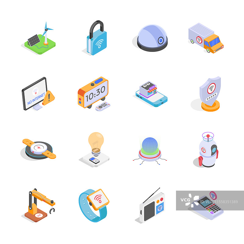 现代科技图标的等距风格图片素材