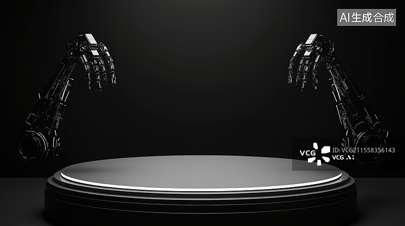 【AI数字艺术】产品展台机械臂制造图片素材