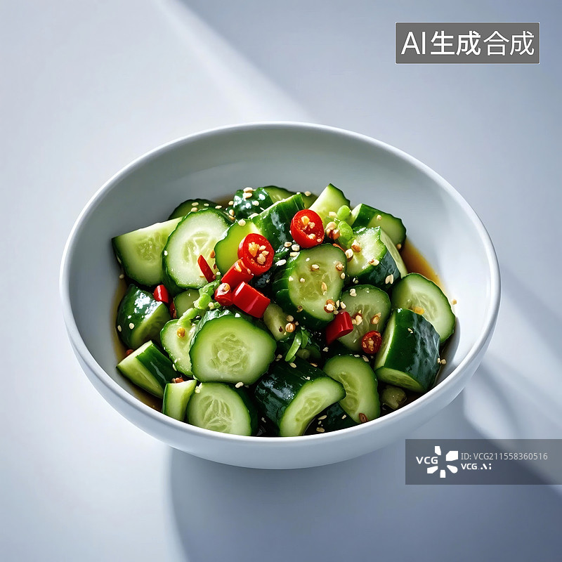 【AI数字艺术】清新爽口凉拌黄瓜图片素材