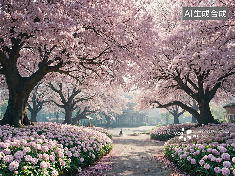 【AI数字艺术】樱花大道图片素材