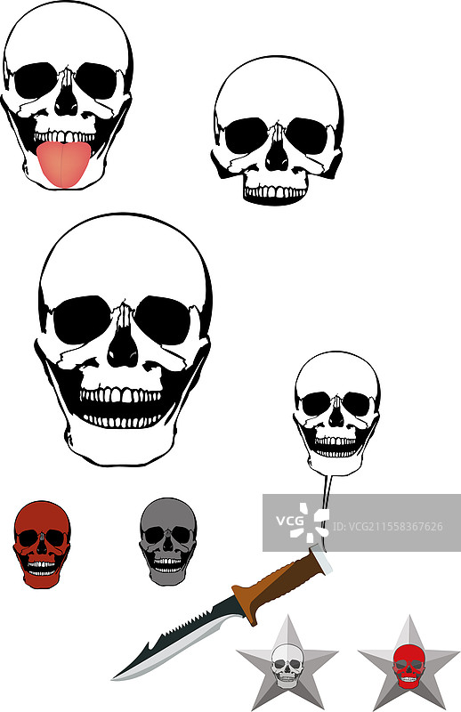 独特设计的骷髅和武器图片素材