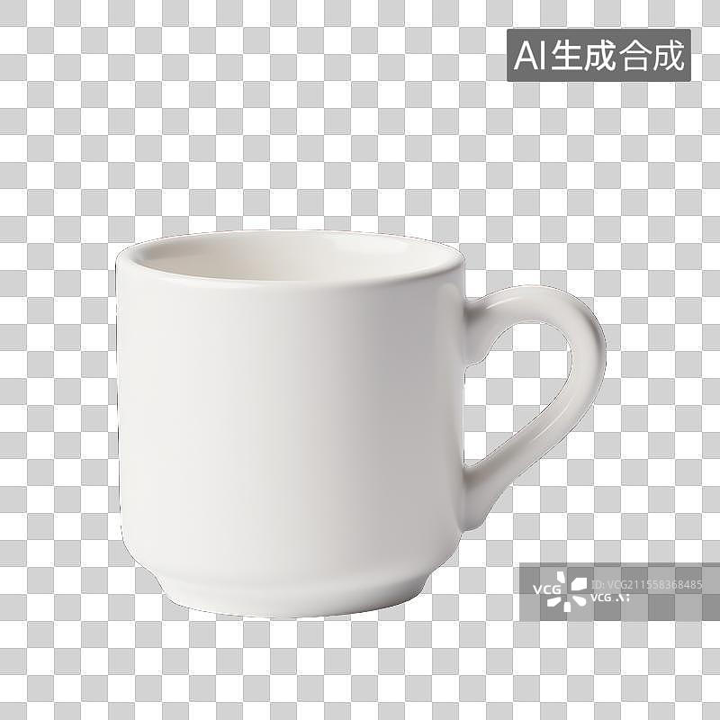 【AI数字艺术】简约纯白陶瓷咖啡杯，3D水杯马克杯咖啡杯图片素材