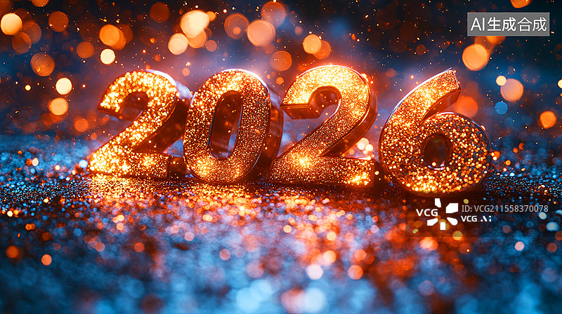 【AI数字艺术】2026元旦，2026金色字，2026数字图片素材