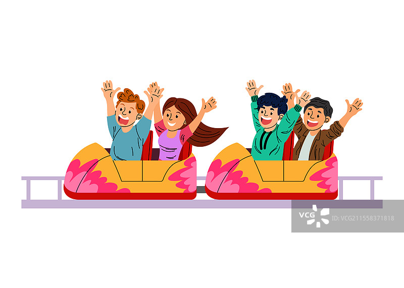 人们在游乐园乘坐过山车图片素材