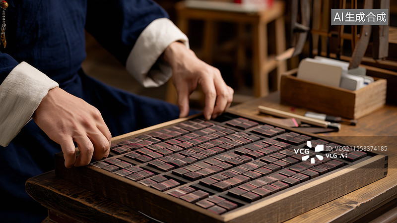 【AI数字艺术】古代活字印刷术 传统雕版印刷图片素材