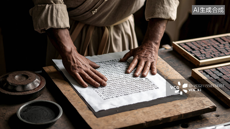 【AI数字艺术】古代活字印刷术 传统雕版印刷图片素材