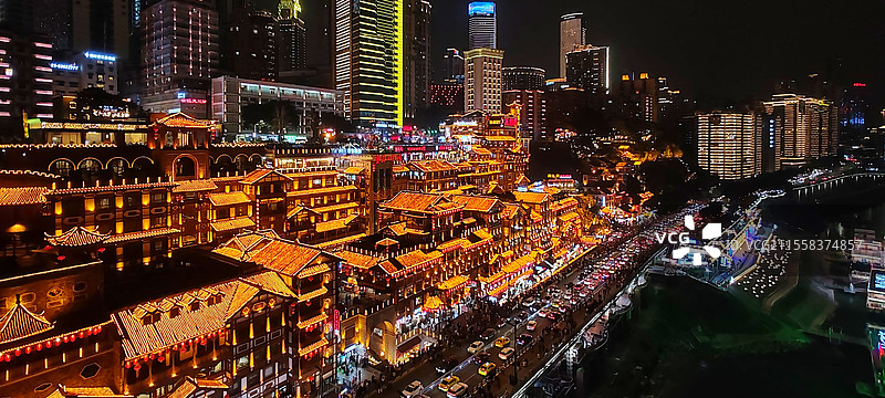重庆洪崖洞民俗风貌区美丽夜景图片素材