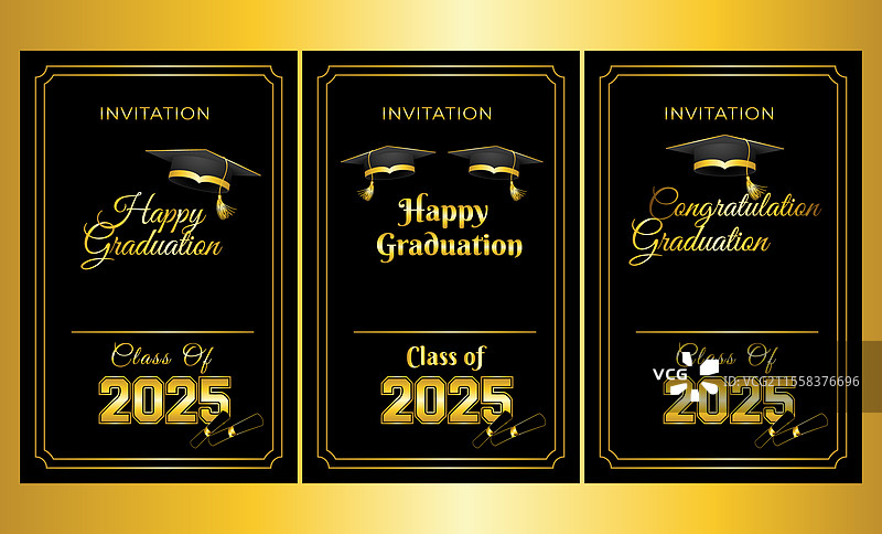 2025年快乐毕业的请柬卡片套装图片素材