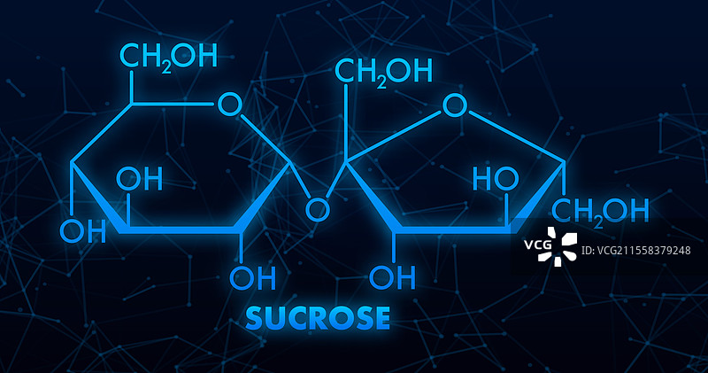 蔗糖分子结构，带有发光线条图片素材